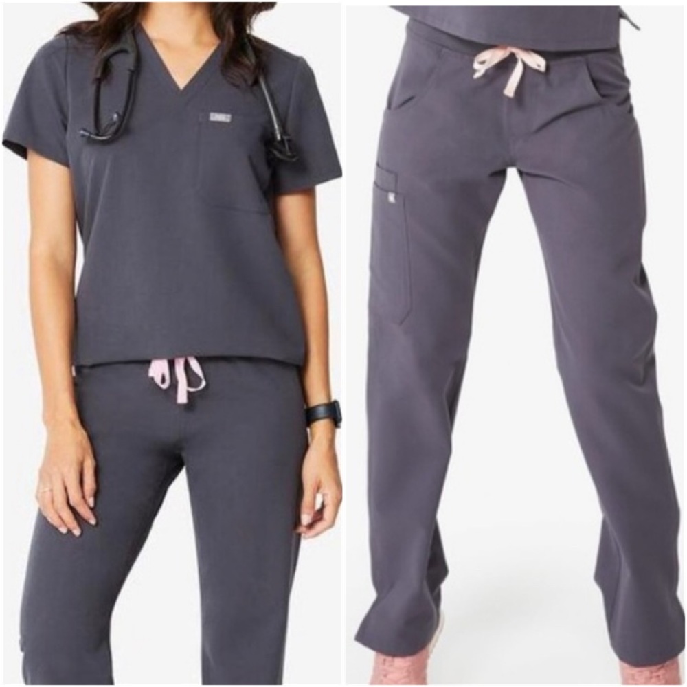 FIGS Charcoal Catarina and Kade Scrubs Set